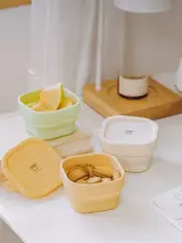 SHUEHO 折りたたみシリコン小型四角ボウル【持ち運び可能・家庭用・サラダやヨーグルト用】（セットアップ対応）