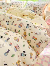 4点セット ピュアコットン シングルベッド用寝具【カバー・シーツ・ベッドスカート】