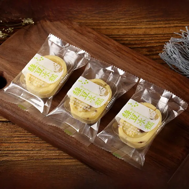 透明プラスチック製 自封袋【緑豆菓子用・単体トレイ付き】（セットアップ対応）