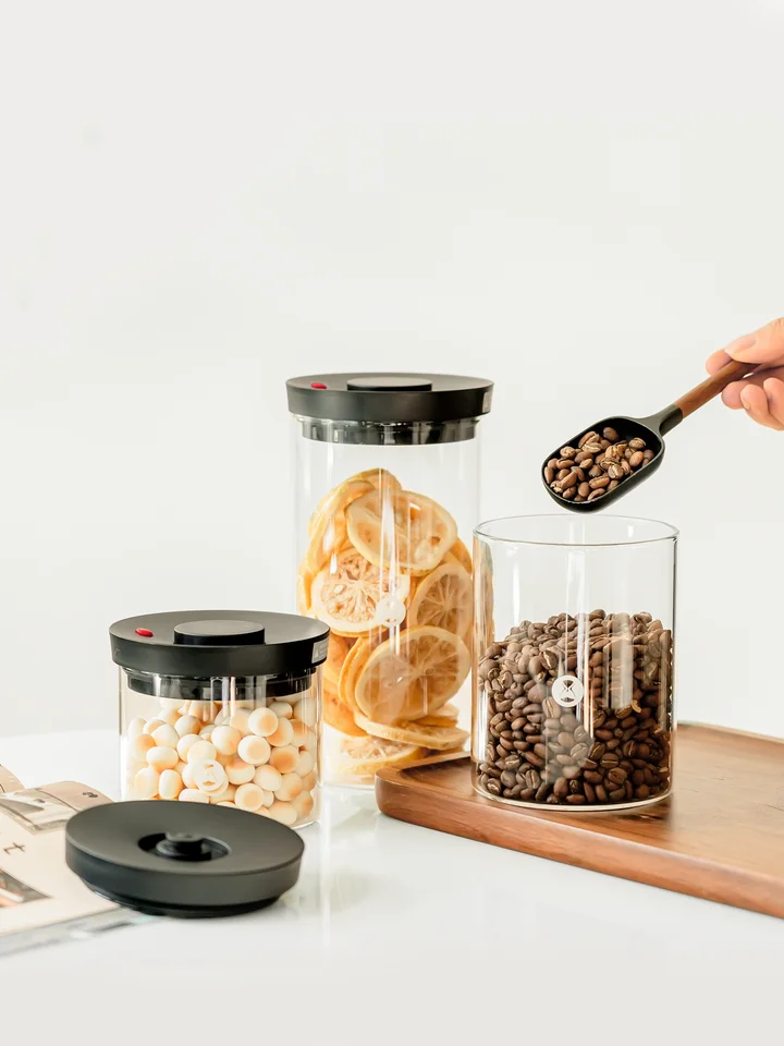 TIMEMORE 真空ガラス密閉容器【食品・お茶・コーヒー豆用・キッチンストレージ】