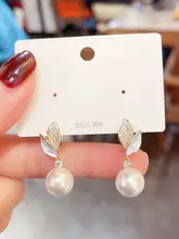 春夏用 バリエーション豊富なダイヤモンド風リーフパールピアス【エレガントなデザイン・軽やかさ】