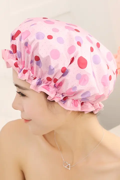 防水バスキャップ【厚手・ダブルレイヤー・女性用・シャワー・キッチン用】