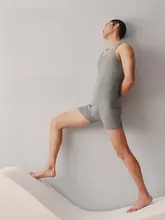 男性用スポーツベスト【極上の柔らかさ・コットン製・薄手・リブ編みデザイン】