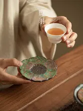 蓮の花型陶器の茶托【防熱・家庭用・茶具アクセサリー】