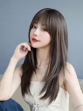 女性用 ロングウィッグ【斜めバング・若返り効果・自然スタイル・フルカバータイプ】