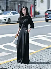 海のように流れるシルエットのロングスカートパンツ【エレガント・ウール混・フレア】（セットアップ対応）