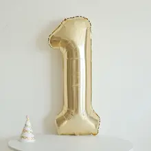 40インチ 白金色アルミ製数字バルーン 1023456789【誕生日パーティー装飾・アウトドア撮影用】