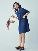 快適な着心地！クール感のあるデニムワンピース【半開襟・ポロ襟デザイン】