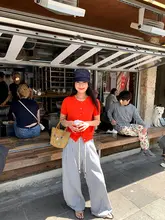 デザイン性が光るストライプ柄ワイドパンツ【夏用・ゆったりシルエット・ウエストゴム】