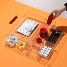 キッチン用ドロワー収納ボックス【内蔵仕切り・カトラリー整理用・デスク分類用】