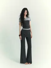 Vネックショート袖トップス【スカート付き・パンツ・ドレープデザイン】（セットアップ対応）