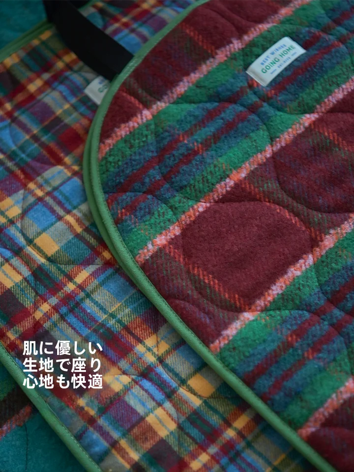 防滑シートカバー【クッション付き・厚手・後部座席用・レトロチェック柄】（セットアップ対応）
