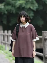 ポロシャツ メンズ レディース 半袖 ボーダー フェイクレイヤード プレッピー ヴィンテージ ゆったり 夏 トップス