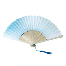 六寸単面の宣紙製グラデーション小型扇子【携帯便利・夏の国風】