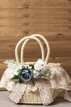 オリジナルハンドメイドストローバッグ ロリータレースビーチバッグ
