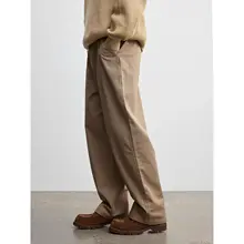 コットンシルキー生地のゆったりストレートパンツ【通勤・カジュアル対応】