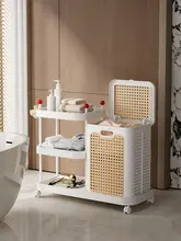 アンティーク風のランドリーバスケット【家庭用・移動可能・収納ラック】