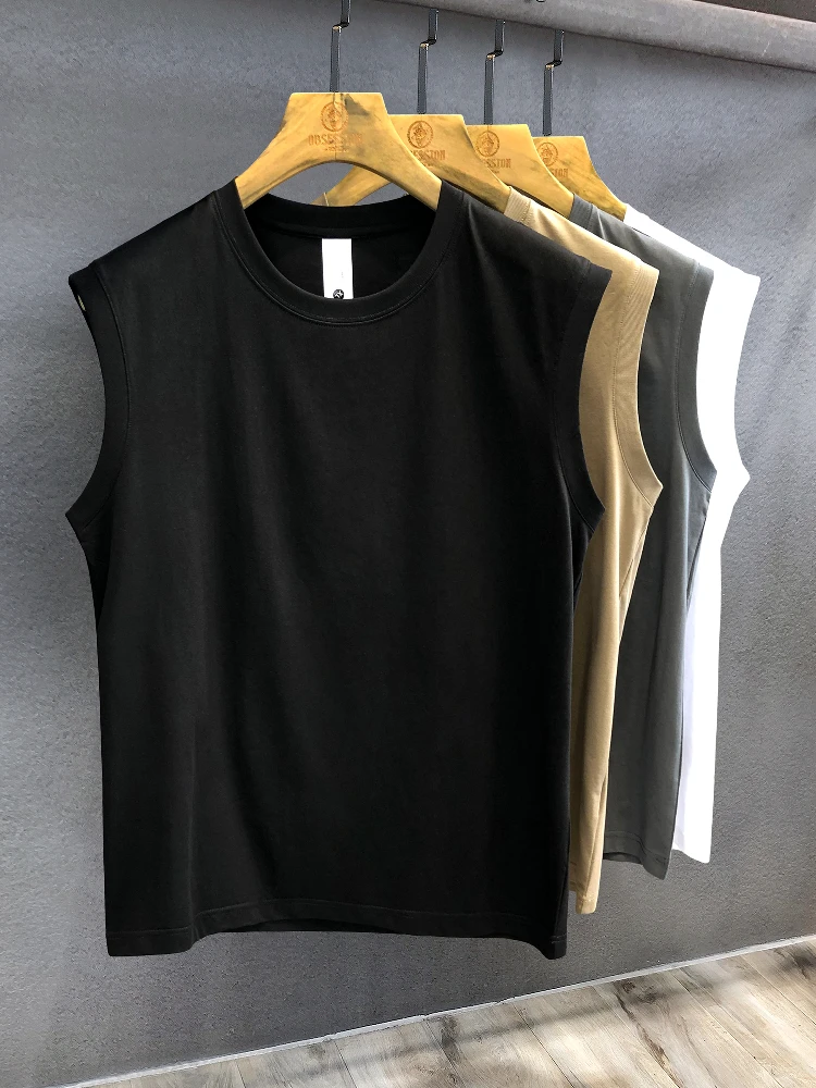 無地ノースリーブTシャツ：男性用の快適性と通気性を実証する肌触りの長绒棉製品