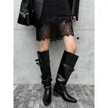 レディース ヴィンテージ風ロングブーツ【先細デザイン・カジュアル仕様・ライディングスタイル】