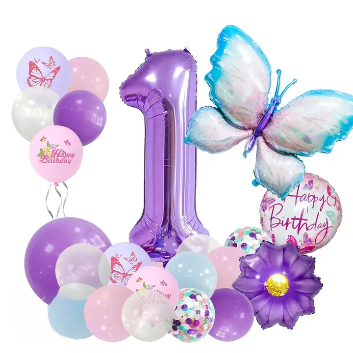グラデーションバタフライアルミフィルムプリントラメバルーン【子供の誕生日パーティー・七夕飾り】（セットアップ対応）