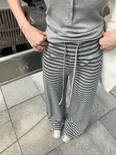 ストライプのパンツ【高腰・ゆったりシルエット・カジュアルスタイル】