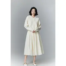 春秋用 レディース Aライン ハイウエスト 白色パニエスカート【中長丈・スリムフィット・かわいいデザイン】