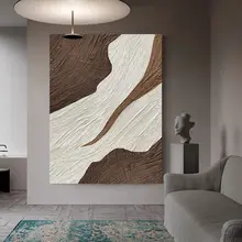 和の雰囲気の手描き油絵 壁掛けアート【抽象デザイン・イタリアンミニマル・大サイズ】