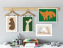 北欧風 カートゥーンアートポスター【子供部屋・ペットショップ用・動物デザイン】