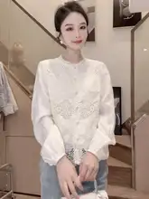 高級感あるラウンドネックパールボタンシャツ【春秋用・中華風】