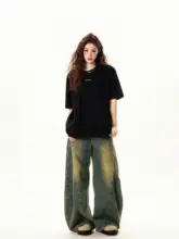 アメリカンビンテージ風ルーズフィットTシャツ【カジュアル・夏用・短袖】（セットアップ対応）