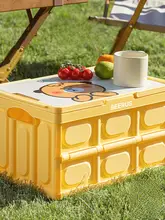 木製フタ付き折りたたみストレージバスケット【ショッピングバスケット・贈り物用】