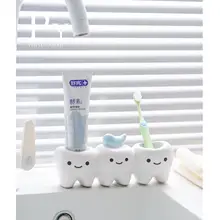 可愛らしい電動歯ブラシスタンドと歯磨き粉ホルダー【穴あけ不要・洗面所用】