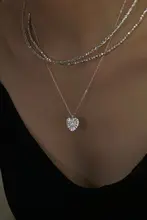 レーザー加工ハートデザインの925純銀ダイヤモンドネックレス【シンプルで甘い雰囲気・デイリー使いに最適】