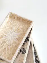 手描き貝殻トレー【長方形・スナック・フルーツ・お菓子用・収納トレイ】