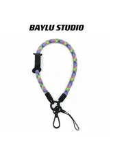 スマホストラップ キーホルダー リストストラップ カメラ用 ショート シンプル ブラック 手提げ インスタ映え 「BAYLU」