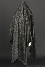 浮彫り花模様・デザイナー生地使用の旗袍風コートドレス【立体的なトリムデザイン】