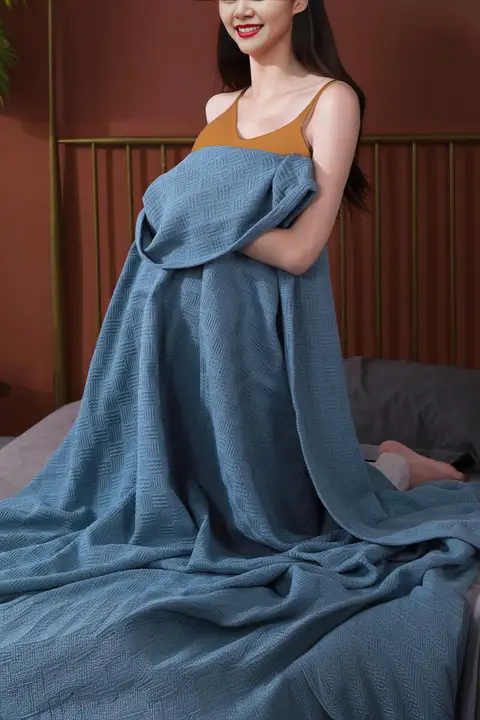 毛毛雨 コットン製 夏用エアコンブランケット【通気性・お昼寝用・ソファ用】