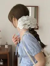 極上の柔らかさ！白色レースのヘアゴム【大きめ・フレンチスタイル・上品なデザイン】
