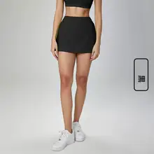 夏用ハイウエスト半身スカート【ヨガ・テニス対応・速乾・高めのスリット・体型カバー】（セットアップ対応）