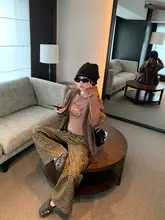 レトロなレオパード柄パンツ【ウエストゴム・カジュアルスタイル】（セットアップ対応）