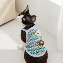 猫用衣服【立体花柄・薄手・通気性の良いデザイン】（セットアップ対応）