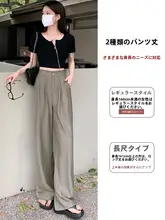 グレーグリーン コーデュロイパンツ【フィット・ハイウエスト・クロップドレッグ】（セットアップ対応）