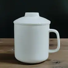 大容量 お茶用フィルター付き 陶磁器製ティーカップ【茶水分離・オフィス用・個人用】