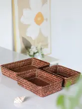 収納バスケット 手編み 天然素材 玄関 テーブル 鍵 リモコン キッチン 分別 ベッドサイド 小物入れ 整理「Kens」