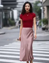 77store ハイウエストサイドスリットフレアスカート【夏用・中丈・体型カバー】