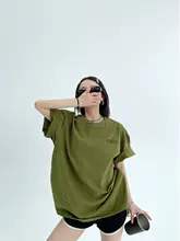 夏季チックなカジュアルカップル用コットンTシャツ【フィット・レトロデザイン・背面プリント・半袖】