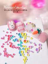 平底デザインのカラフルな人魚ビーズネイルデコレーション【極上の柔らかさ・小さな宝石の混合】
