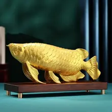金色の真鍮製ドラゴンフィッシュ置物【店舗・オフィス装飾用】