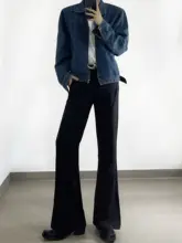 デニムジャケット メンズ 短丈 肩パッド入り ミニマル オーバーサイズ 上品 ストリート