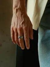 常青藤デザインのメンズリング【ハンドメイド・レトロスタイル・オープントップ】